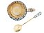 RUSSIAN SILVER ENAMEL TEA GLASS HOLDER WITH SPOON