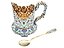 RUSSIAN SILVER ENAMEL TEA GLASS HOLDER WITH SPOON