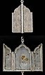 19th century Russian silver triptych travel icon