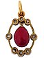 俄罗斯银制蛋形吊坠，镶有金色紫红色。