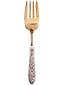 Серебряная вилка для сервировки с золочением и цветами