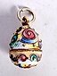 A RUSSIAN 14CT GOLD AND ENAMEL EGG PENDANT. 2.4 grams. 2 cm ...