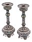 美丽而令人印象深刻的一对俄罗斯古董银烛台，84纯度。