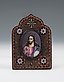 Small Russian travel icon, ca.1900. "Salvator Mundi". Silver...