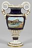 Great Meissen snake handle vase with a view of Meissen.