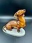 Porcelain figurine "Dachshund," produced in 1910 in Passau, Germany, model number 1058.