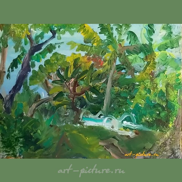 Зеленый берег масло, холст 