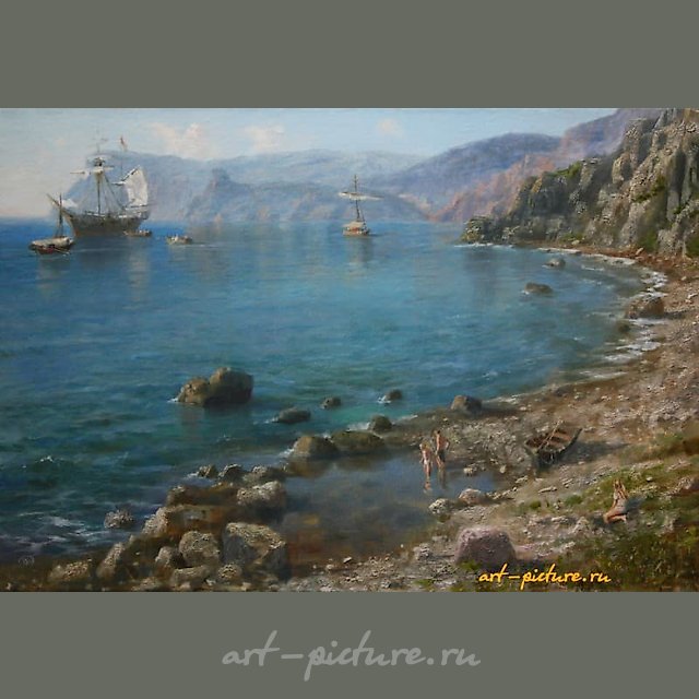 На  берегу. масло, холст 