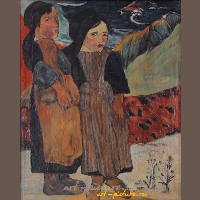 Бретонские девочки (копия картины Поля Гогена) холст, масло 
