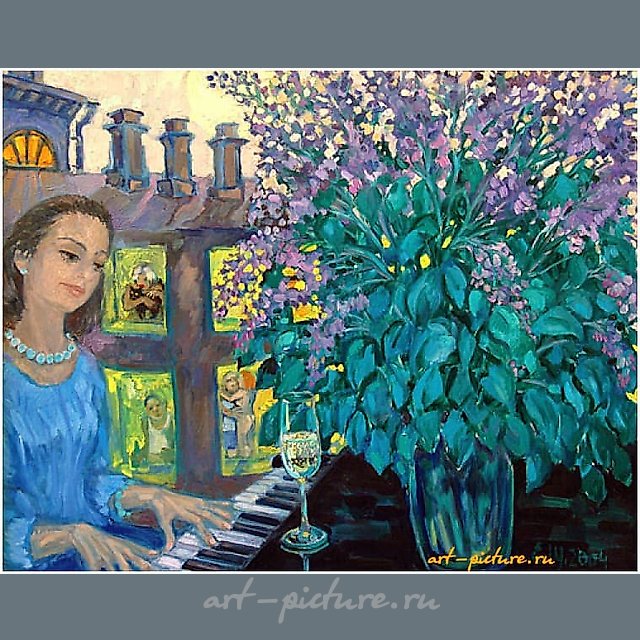 Young-Lady-is-at-the-piano Холст , масло 