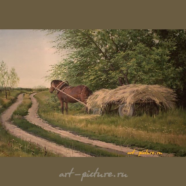 The translation of "Ностальгия масло, холст" into English is "Nostalgia oil, canvas."