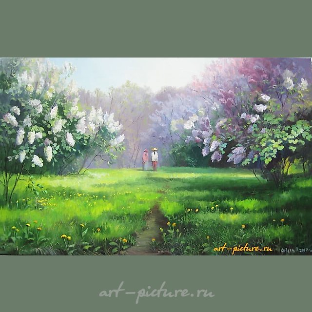 Прогулка весной Масло , холст 