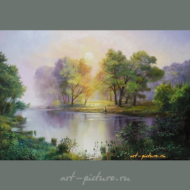 Рыбалка на рассвете Масло , холст