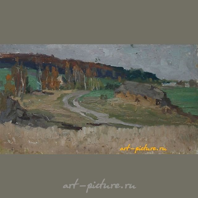 Осень. Картон, масло. 19 х 33 см