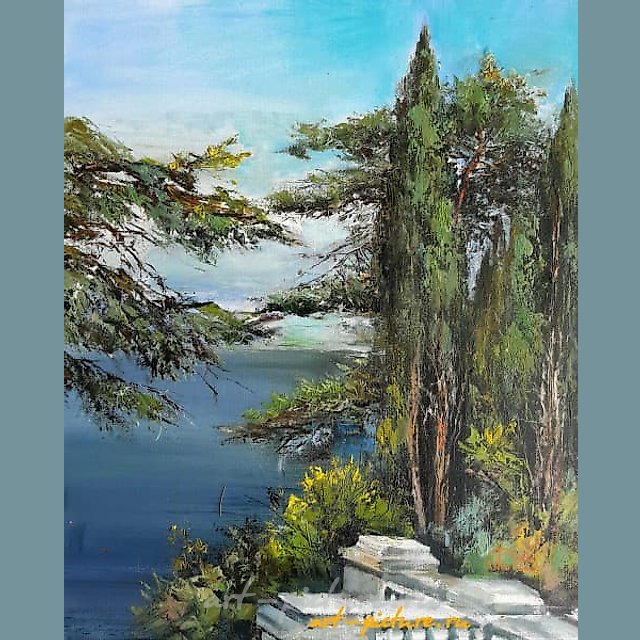 Вид с балкона масло,холст