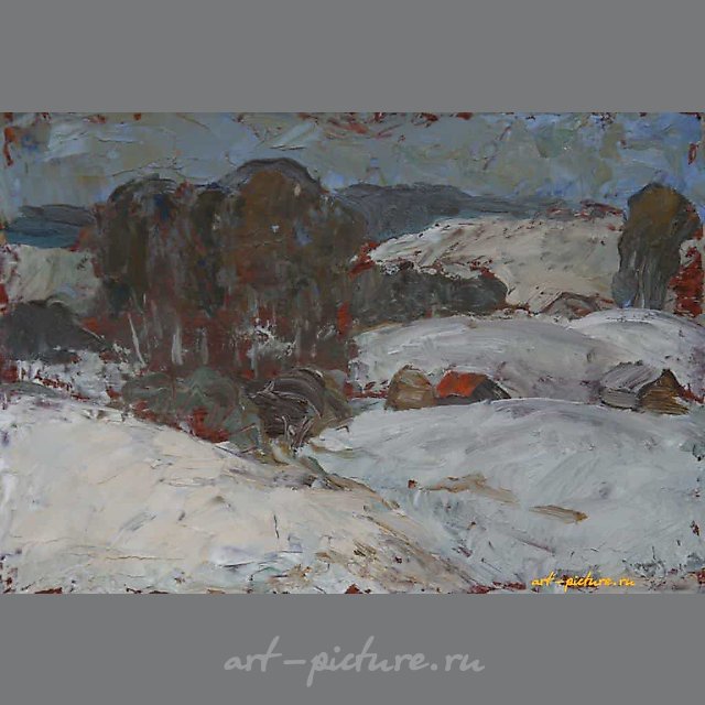 Пейзаж с березами. ДВП, масло. 12 х 18 см.