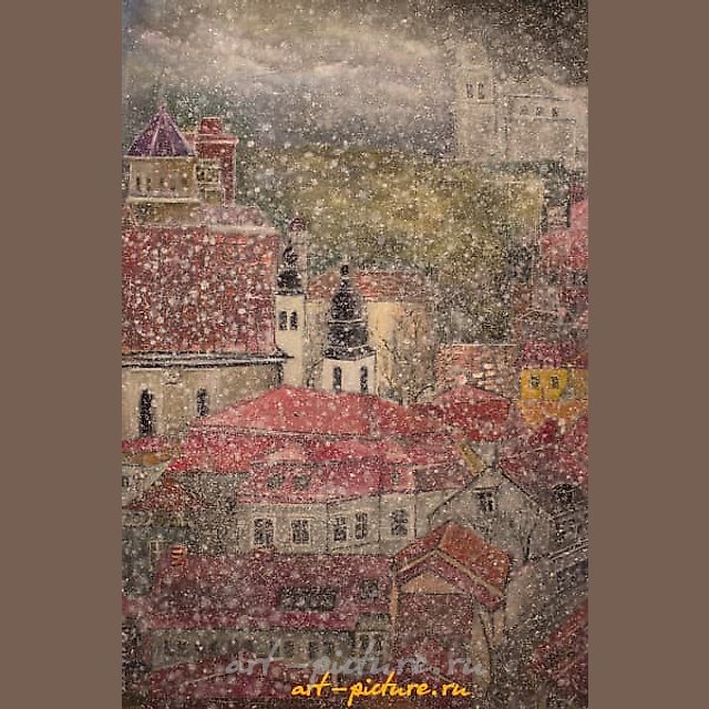 Снег в августе холст, масло 