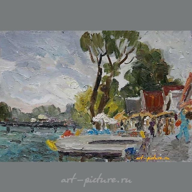 Тракай. Базарные лавки. Литва. Картон, масло. 20 х 30 см.