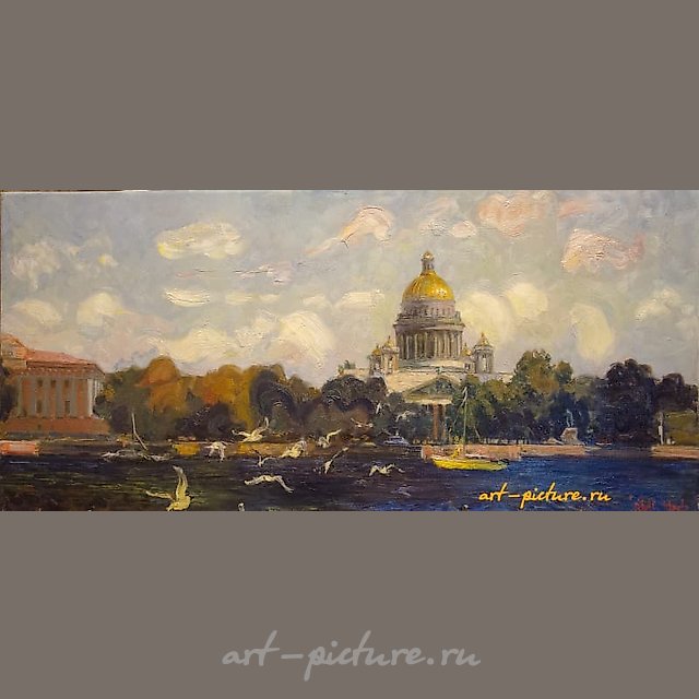 The translation of "Парадный Петербург масло, холст" into English is "Grand Petersburg oil on canvas."