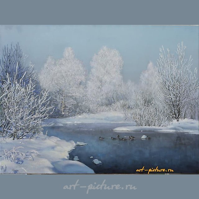 "Frosty day, canvas, oil"