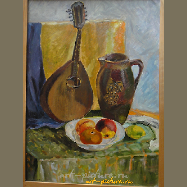 静物画，马头琴，油画，纸板
