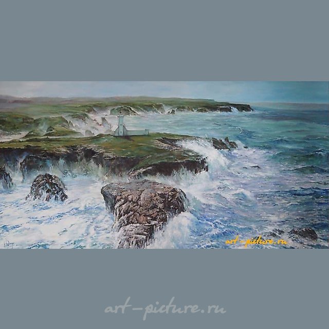 The translation of the text "морское буйство масло, холст" into English is "Marine Fury oil, canvas."