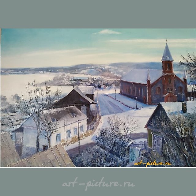 The translation from Russian to English is: "Oil Church, canvas."