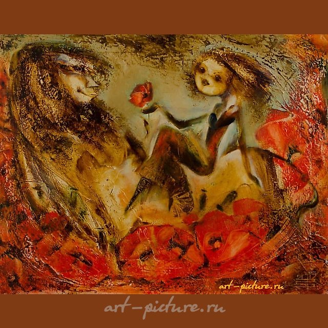 花卉画安纽塔 油画，画布
