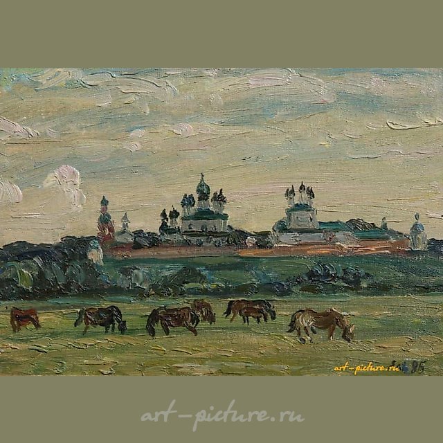 Монастырь. Картон, масло. 28 х 21 см.