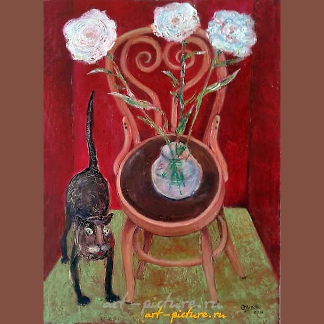 .Cat And Flowers xolst maslo 
