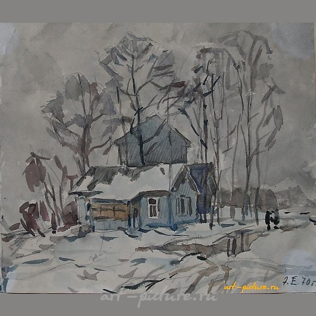 Домик. Акварель. 20 х 23 см