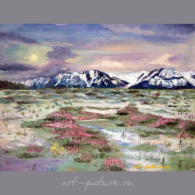 Подснежники масло, холст на картоне 