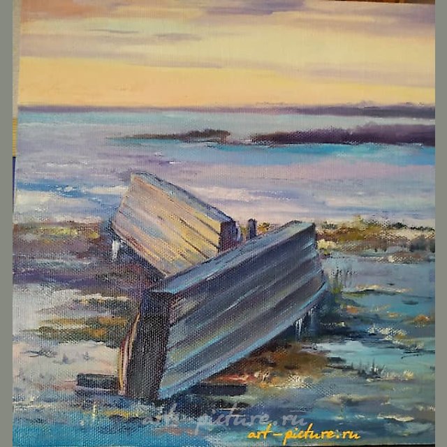 Дривята. Закат. Масло, холст