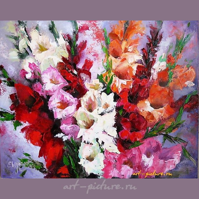 "Gladiolus, canvas, oil"