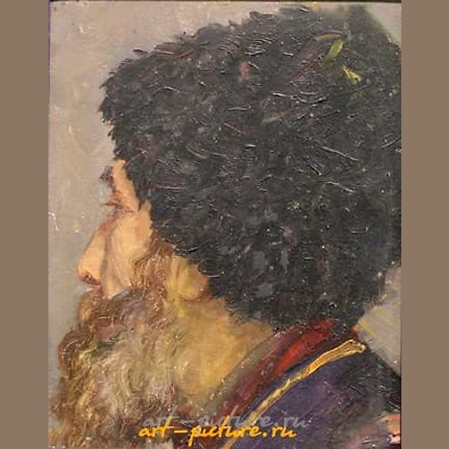 Казак. Картон, масло. 22,5 x 28,5 см.