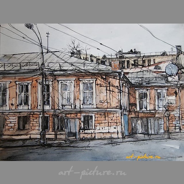 "Московские улочки" акварель, тушь, белила, бумага 