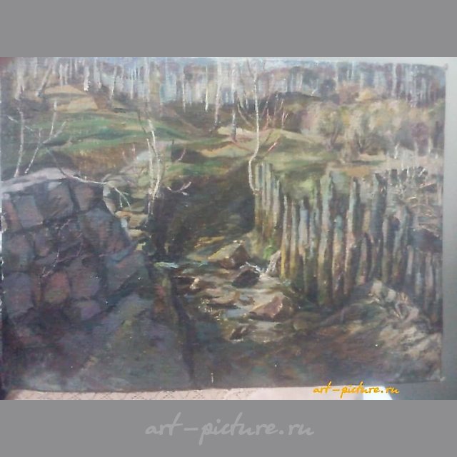 Старая запруда. холст на картоне.масло 