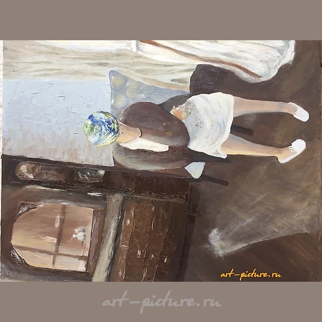 "World in my head Oil, canvas on cardboard"