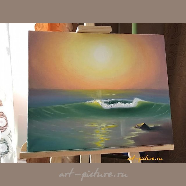 波浪 布面油画