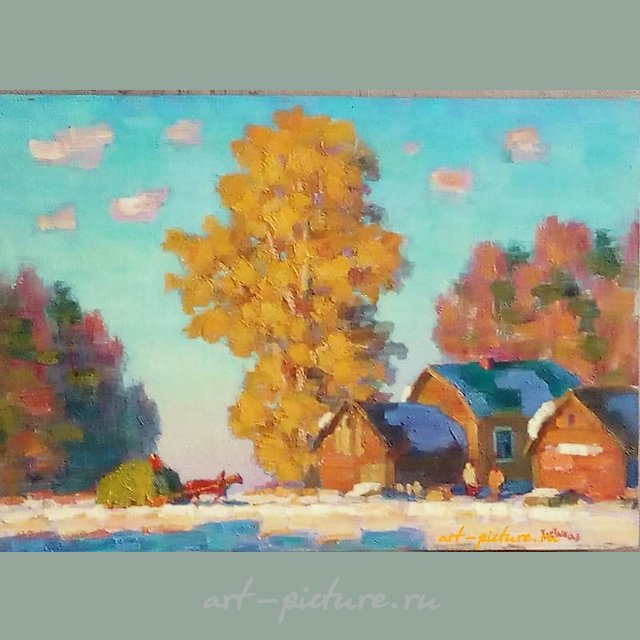 Окраина деревни Холст, масло 
