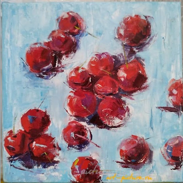 冬季樱桃 油画，画布