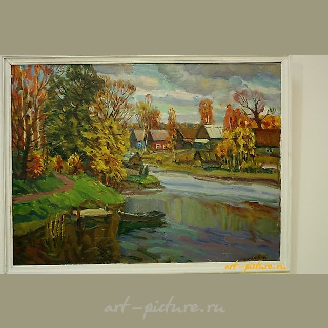 Русская осень. Село Майское картон, масло