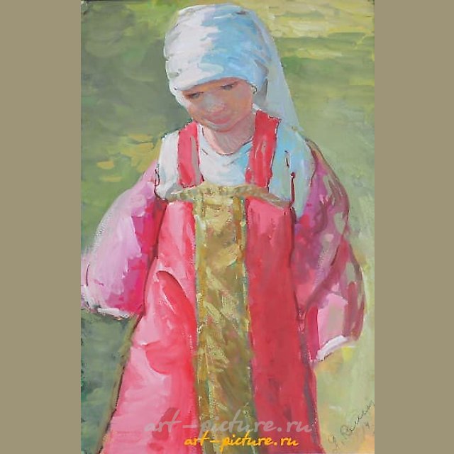 Девочка в красном сарафане Бумага, акварель, гуашь. 