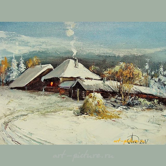 Зимний заполдень масло,холст