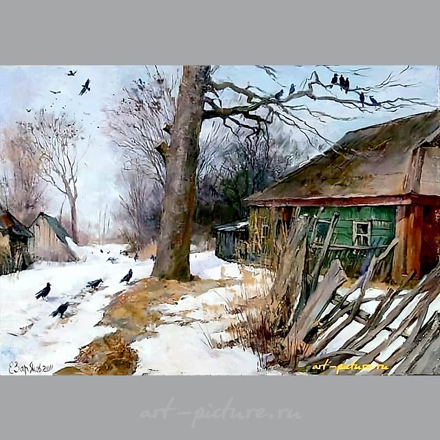Этюд в деревне. Холст, масло. 35 х 50 см