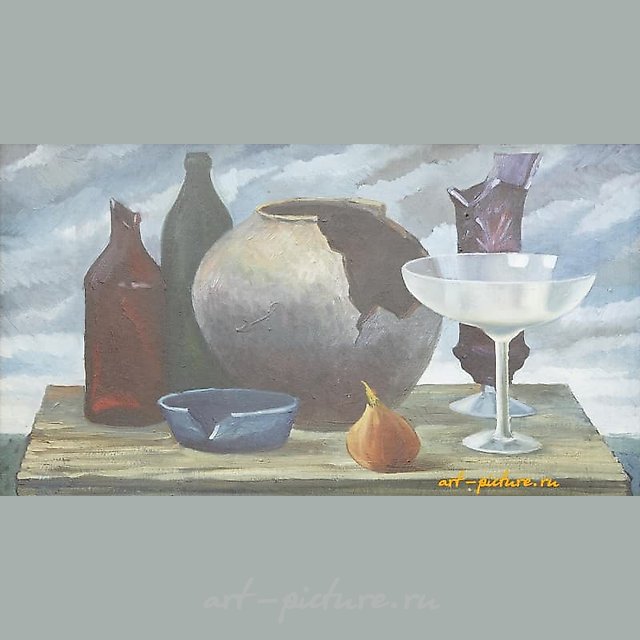 Still Life with Broken Dishes, oil on canvas
