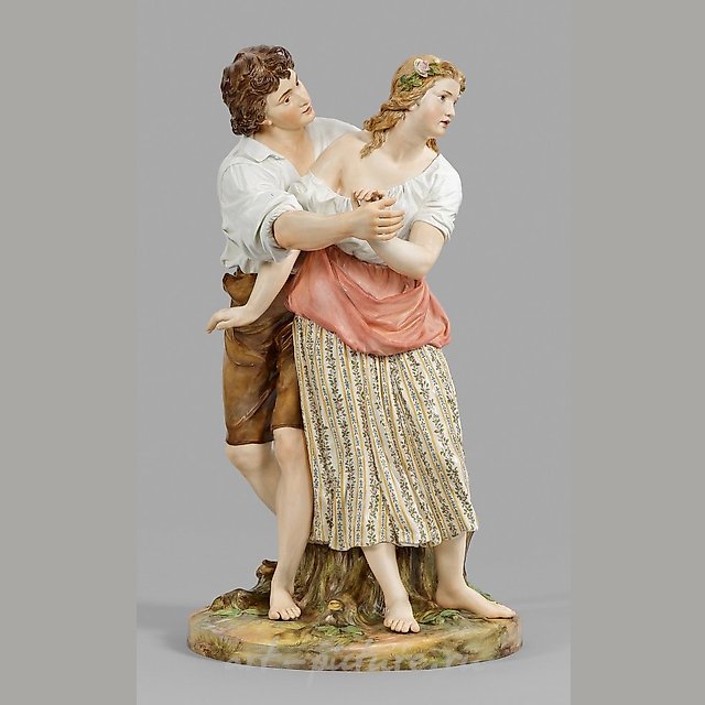 Great, extremely rare Meissen figurine group of a couple in love.