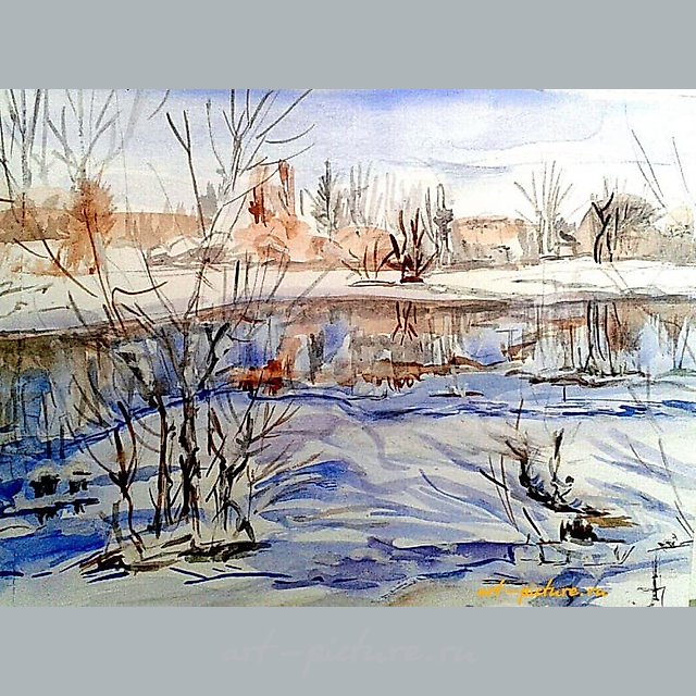 Ранняя весна бумага, акварель 