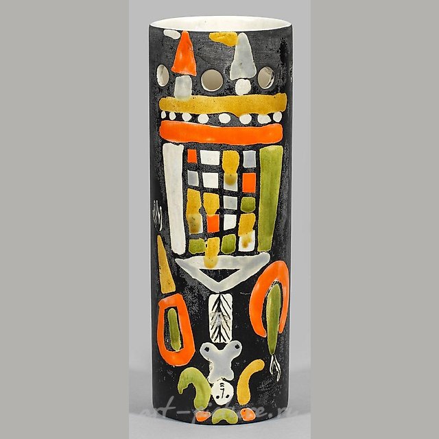 Modern ceramic vessel with a feminine figure by Roger Capron.