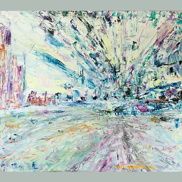 "Rhythms of the city oil, canvas, hardboard."